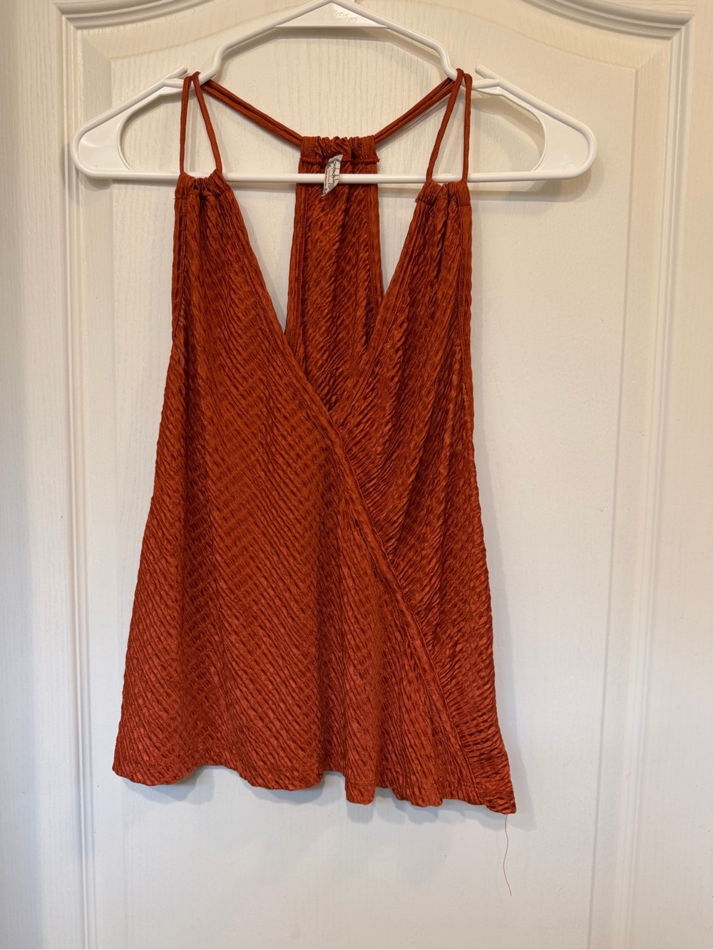 Free People Rust Orange Crinkle V-Neck Camisole